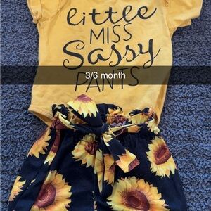 Yellow 'Little Miss Sassy Pants' Onesie with Sunflower Skirt